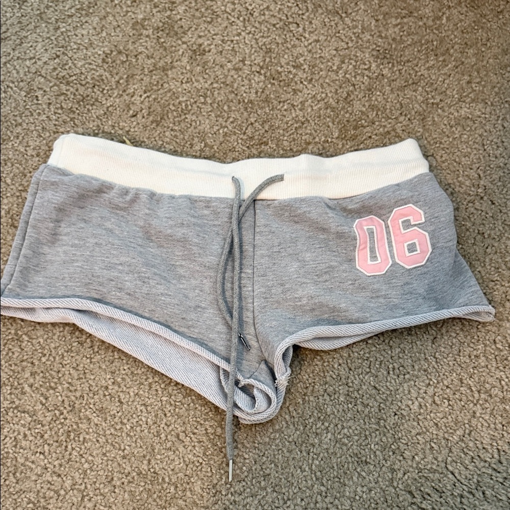 Edikted Gray and White Athletic Shorts